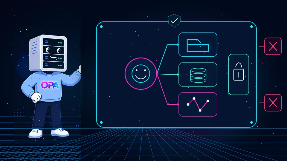 OPA mascot presenting an AI agent isolated in a sandbox with approved tools and blocked external access