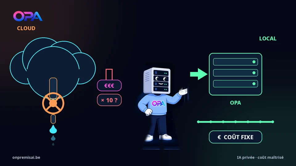 La mascotte OPA guide une entreprise du cloud aux quotas resserrés vers un serveur IA local à coût fixe